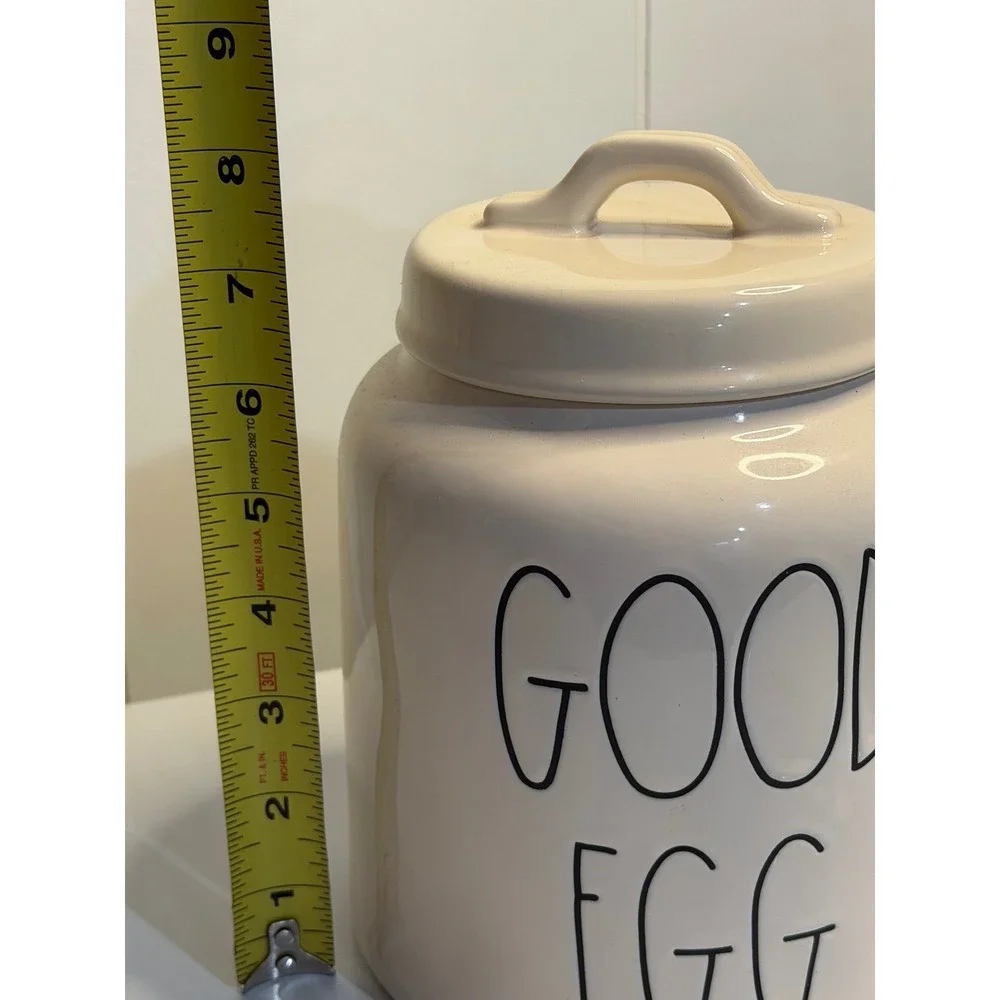 Rae Dunn Good Egg Canister Cream Ceramic Jar Farmhouse Kitchen Decor Magenta NEW
